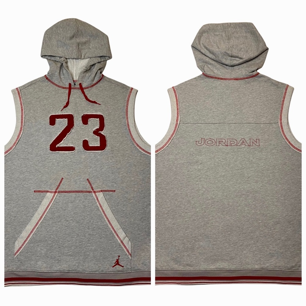 Nike Air Jordan 23 Embroidered Stitched Sleeveless Hoodie Sweatshirt Size XL